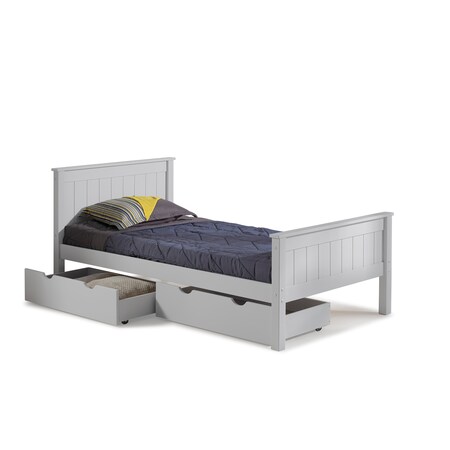 Alaterre Furniture Harmony Twin Wood Platform Bed with Storage Drawers, Dove Gray AJHO1080S